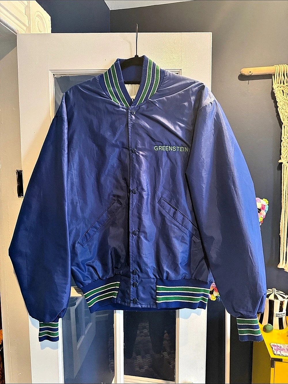 Blue & Green Varsity Bomber Jacket